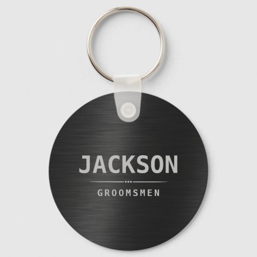 Black Modern Simple Name Personalized Groomsmen  Keychain