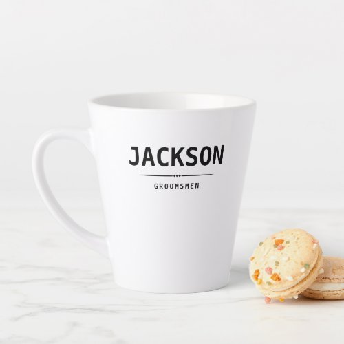 Black Modern Simple Name Personalized Groomsmen Latte Mug