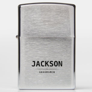 Black Modern Simple Name Personalized Groomsmen Zippo Lighter