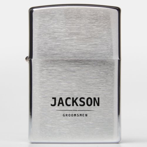 Black Modern Simple Name Personalized Groomsmen Zippo Lighter