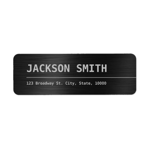 Black Modern Simple Name return address Label