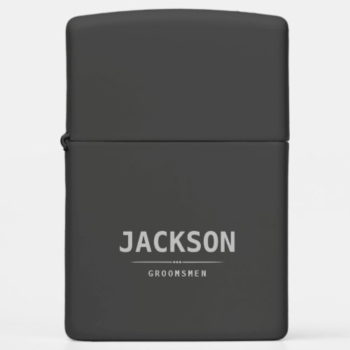 Black Modern Simple Personalized Name Groomsmen Zippo Lighter