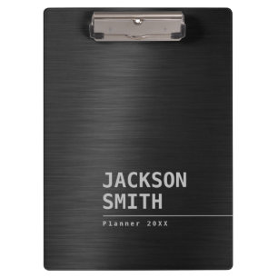 Black Modern Simple Personalized Name Professional Clipboard