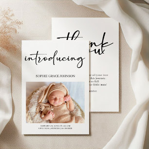 Black Modern Simple Script Baby Announcement