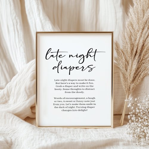 Black Modern Simple Script Baby Late Night Diaper