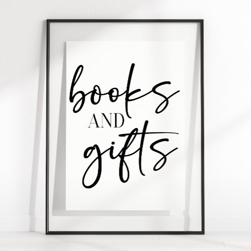 Black Modern Simple Script Baby Shower Books Gifts
