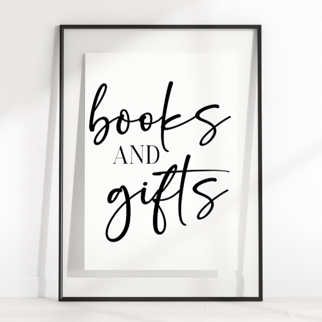 Black Modern Simple Script Baby Shower Books Gifts Poster (Creator Uploaded)