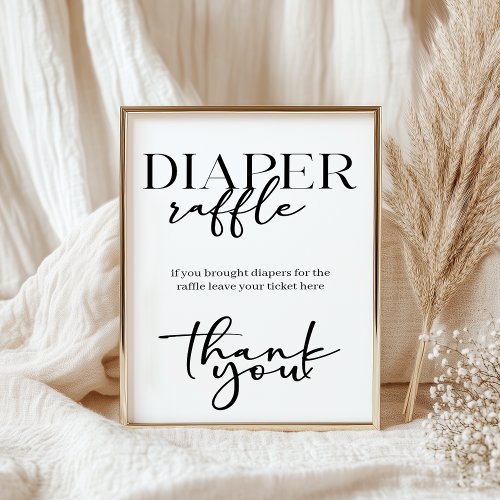 Black Modern Simple Script Baby Shower Diaper