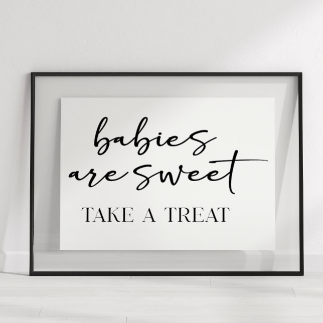 Black Modern Simple Script Baby Shower Favor Poster (Creator Uploaded)