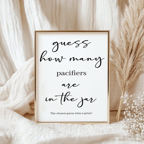 Black Modern Simple Script Baby Shower Guess Game