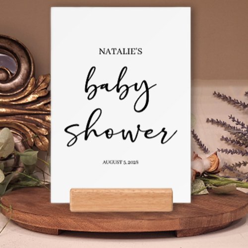 Black Modern Simple Script Baby Shower