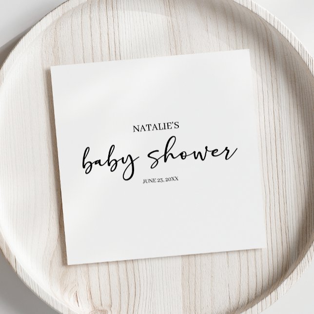 Black Modern Simple Script Baby Shower Napkins (Creator Uploaded)