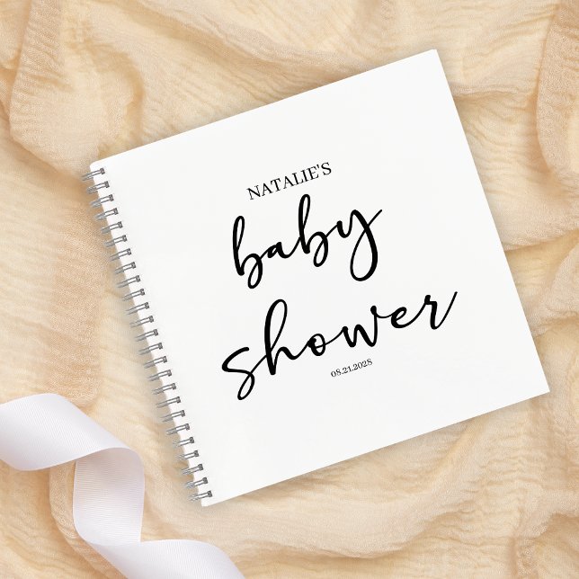 Black Modern Simple Script Baby Shower Notebook (Creator Uploaded)