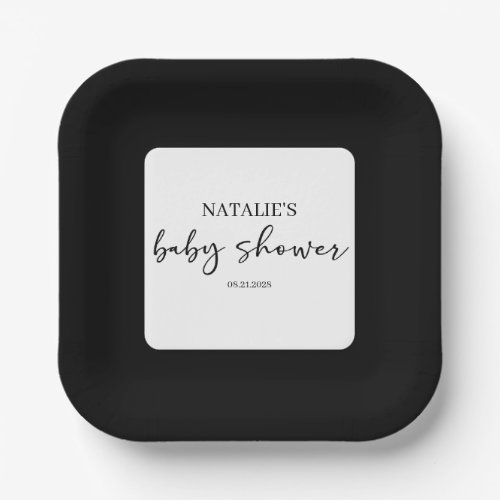 Black Modern Simple Script Baby Shower