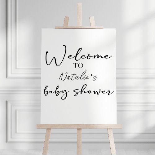 Black Modern Simple Script Baby Shower Sign