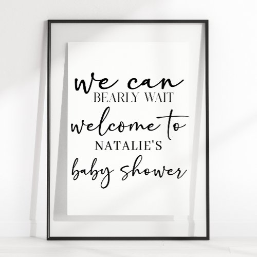 Black Modern Simple Script Baby Shower Sign