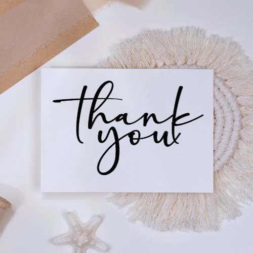Black Modern Simple Script Baby Shower Thank You