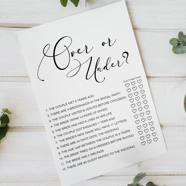Black Modern Simple Script Bridal Game Over Under Flyer (Creator Uploaded)