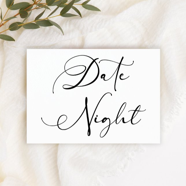 Black Modern Simple Script Couple Date Night  Note Card (Creator Uploaded)