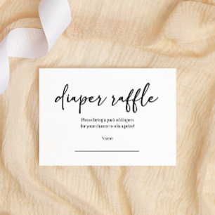 Black Modern Simple Script Diaper Baby Shower Enclosure Card