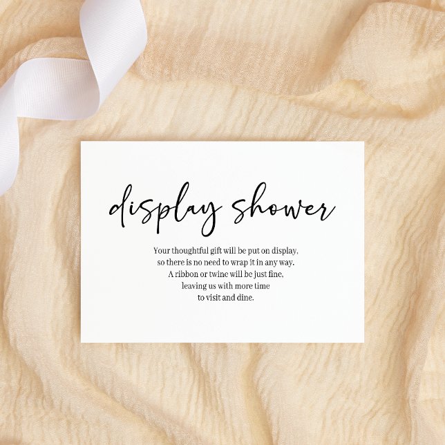 Black Modern Simple Script Display Baby Shower Enclosure Card (Creator Uploaded)