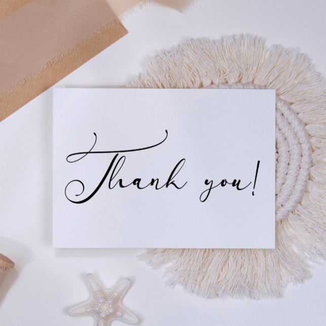 Black Modern Simple Script Thank You Card (Creator Uploaded)