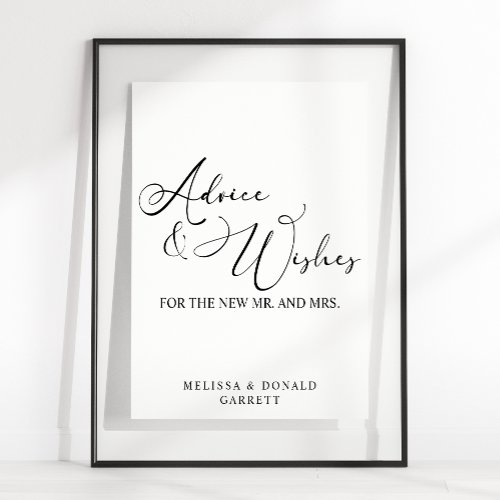 Black Modern Simple Script Wedding Advice  Wishes Poster