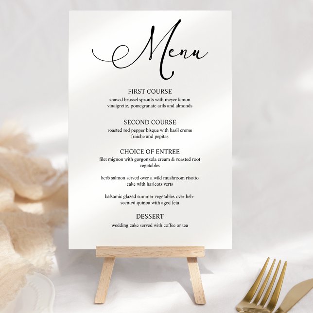 Black Modern Simple Script Wedding Menu (Creator Uploaded)