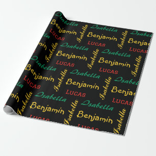 Black Modern simple unique typography custom name  Wrapping Paper