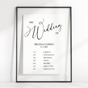 Black Modern Simple Wedding Program Schedule Poster