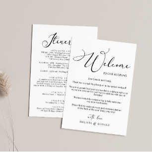 Black Modern Simple Welcome Letter & Itinerary Note Card