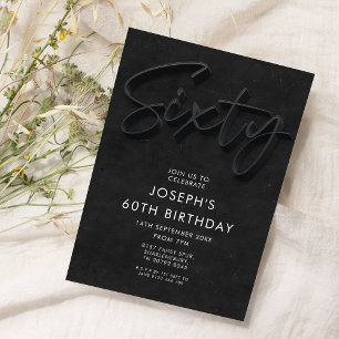 Black Modern Sixty Birthday Invitation for Him