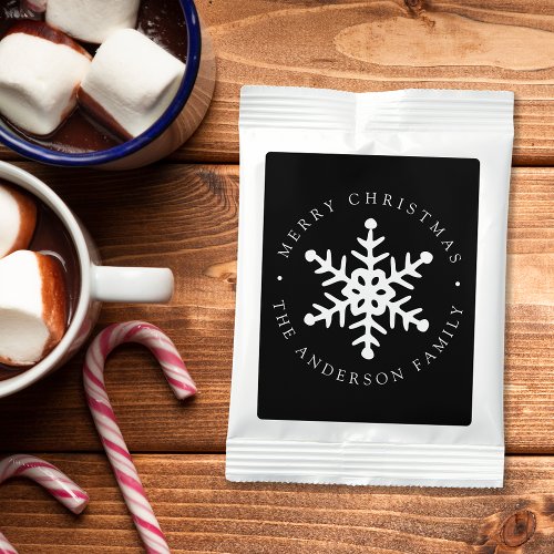 Black Modern Snowflake Hot Chocolate Drink Mix