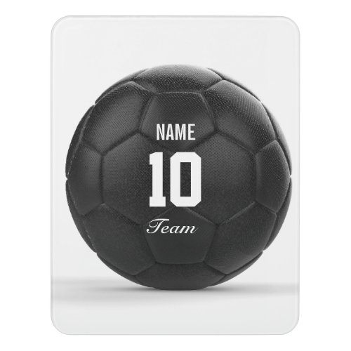Black Modern Soccer Ball Personalized Text Door Sign