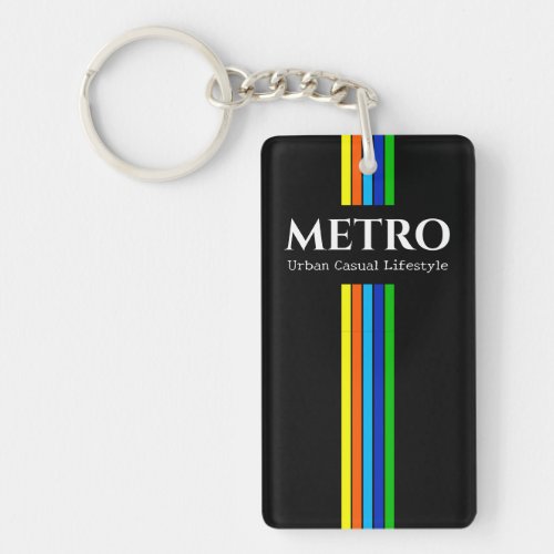 Black Modern Stripes Business Logo Keychain