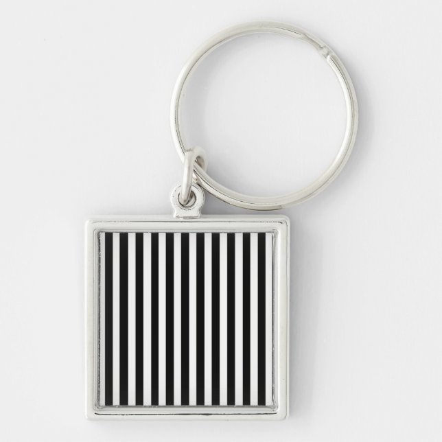 Black Modern Stripes Keychain (Front)