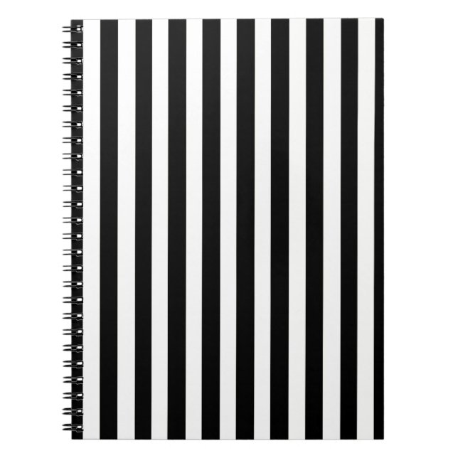 Black Modern Stripes Notebook (Front)