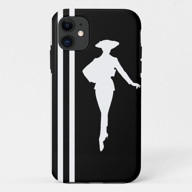 Black Modern Stripes with Fashion Silhouette Case-Mate iPhone Case (Back)