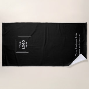Black Modern Stylish Custom Business Logo  Beach Towel