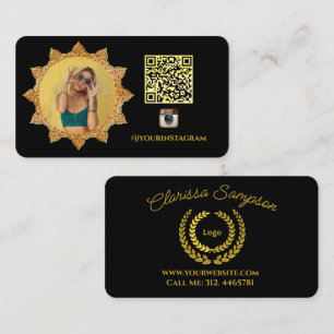 Black Modern Sun Logo Social Media Business Card