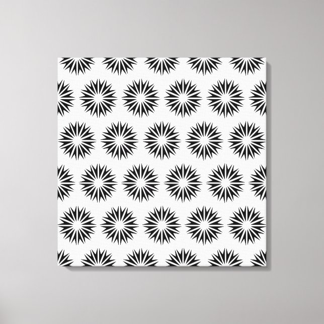 Black Modern Sunbursts Canvas Print (Front)