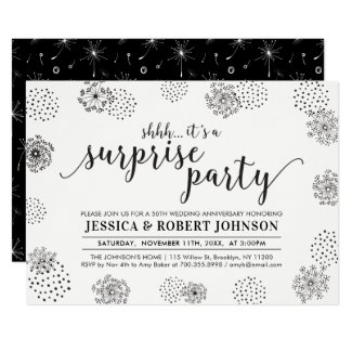 Black | Modern Surprise 50th Wedding Anniversary Invitation
