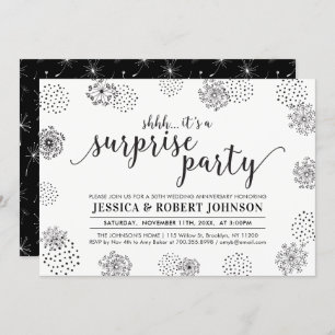 Black Modern Surprise 50th Wedding Anniversary Invitation