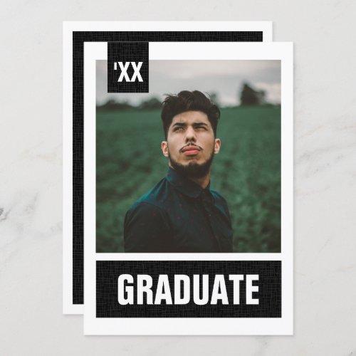 Black Modern Textured Photo Graduation Invitation