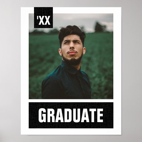 Black Modern Textured Photo Graduation Poster