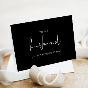 Black Modern To My Husband On My Wedding Day Card