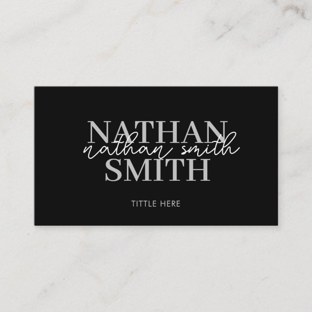 Black Modern Trendy Elegant  Business Card (Front)