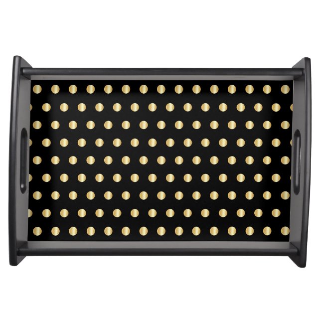 Black Modern Trendy Faux Gold Elegant Template Serving Tray (Front)
