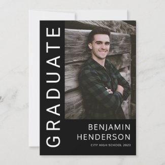 Black Modern Typography 2 Photo Graduation