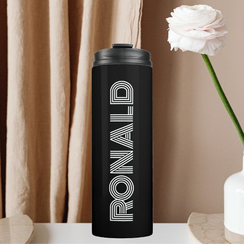 Black Modern Typography Groomsman Thermal Tumbler